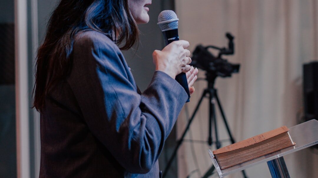 confident speaker presenting